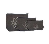 Della Q Pochettette Ensemble, Charbon, Taille S-M-L, Set de 3 Pièces