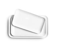 DELLING Lot de 3 grands plateaux de service rectangulaires blancs de 40,6/35,6/30,5 cm - Plateaux de service rectangulaires blancs pour fêtes, sushis, passent au four, blanc