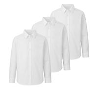 DELLMOOR Chemises d'école blanches unies pour garçons, chemise à manches longues en coton à coupe régulière pour enfants, uniforme scolaire blanc confortable pour garçon, enfants de 7 à 13 ans, Blanc