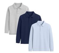 DELLMOOR Polo d'école pour garçons, coupe classique, 100 % coton, chemises d'école à manches longues pour enfants, confortables, élégants et classiques, polos décontractés pour enfants de 7 à 12 ans