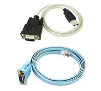 Dellx RJ45 Network Cable Serial Cable Rj45 to DB9 and 232 to USB (2 in 1) 5 Ethernet/LAN Console Cable