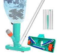 dellyy Aspirateur de piscine avec tige télescopique, brosse et sac à feuilles, aspirateur pour le nettoyage du fond de la piscine