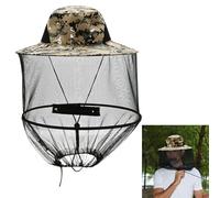 dellyy Chapeau Homme avec Moustiquaire, Chapeau Moustiquaire Camouflage Gris pour l'Apiculture, la Pêche, le Camping, l'Alpinisme et les Voyages, Protège des Piqûres d'Abeilles et de Moustiques