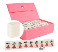 dellyy Mahjong Briques avec images, 144 mini Mahjong avec animaux, jeux de pions, animaux de jeu, avec boîte de rangement, pour voyage, camping, réunions, fêtes