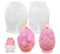 dellyy Moule Bougie Pâques, Moule a Bougie en forme d'œuf, moule à bougie de Pâques, Moule Bougie Silicone de Pâques Fleurs, Jésus et la Vierge Marie (Fleur)