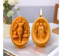 dellyy Moule Bougie Pâques, Moule a Bougie en forme d'œuf, moule à bougie de Pâques, Moule Bougie Silicone de Pâques Fleurs, Jésus et la Vierge Marie (Jésus)