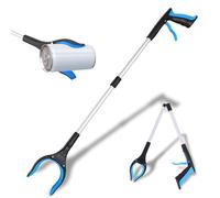 dellyy Pince de Ramassage, Pince Ramasse Objet, Pince a Dechet, Ramasseur de Détritus, Pince de Préhension Pliable, Pince Telescopique 83cm, Pince pour Ramasser sans Se Baisser (Bleu)