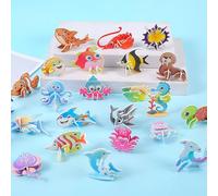 dellyy Puzzle 3D Enfant, 30 pièces Puzzle Animal Enfants, Puzzle de Dessin animé, Puzzle de Dessin animé 3D éducatif pour Enfants, Mini Puzzle Enfants, Jouets de Puzzle 3D (Océan)