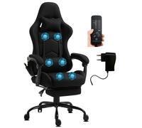 Delman chaise de bureau ergonomique gamer tissu,assise épaisse, massage 6 points, dossier inclinable, repose-pieds, base métal 36BK