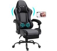 Delman fauteuil gamer ergonomique en tissu avec massage 2 points, dossier inclinable, repose-pieds, design racing, base métal 40HS