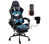 Delman Gaming Chair Chaise de bureau Gaming Chair Fonction de massage avec 6 points de vibration Repose-pied métallique Pied ergonomique 37WT