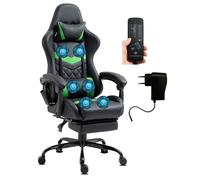 Delman Gaming Chair Chaise de bureau Gaming Chair Fonction de massage avec 6 points de vibration Repose-pied métallique Pied ergonomique Chaise 37GN