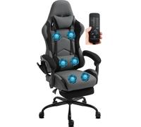 Delman Gaming chaise Racing chaise de bureau chaise d'ordinateur fonction massage avec 6 points de vibration fauteuil de direction tissu respirant repose-pieds 0036 gris