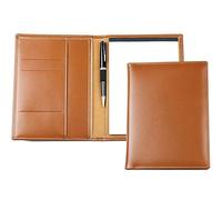 DELMON VARONE - Conférencier personnalisable DIN A5 en cuir "Cambridge Top Grain" brun, avec bloc-notes, boucle à stylo et compartiment