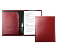 DELMON VARONE - Porte-blocs personnalisable A4 en cuir Cambridge Top Grain (rouge) - Porte-documents organisateur avec porte-stylo et pochette de rangement - Dossier de conférence classique