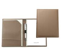 DELMON VARONE - Porte-Documents A5 en cuir de pomme personnalisable - Conférencier portfolio écologique recyclé avec bloc-notes, boucle à stylo et poches de rangement - Organisateur documents élégant