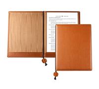 DELMON VARONE - Porte-documents personnalisable DIN A4 avec cordon en simili cuir marron - Organisateur Dossier pour les documents, certificats et actes - Classeur 2 insertions et doublure moirée