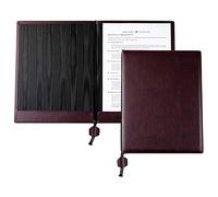 DELMON VARONE - Porte-documents personnalisable DIN A4 avec cordon en simili cuir rouge - Organisateur Dossier pour les documents, certificats et actes - Classeur 2 insertions et doublure moirée