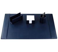 DELMON VARONE - Set de bureau XXL 4 pièces en simili cuir - avec sous-main, porte-lettres, boîte à notes et porte-crayons - Tapis de bureau et souris anti-dérapant, lavable e protection de bureau