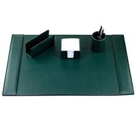 DELMON VARONE - Set de bureau XXL 4 pièces en simili cuir - avec sous-main, porte-lettres, boîte à notes et porte-crayons - Tapis de bureau et souris anti-dérapant, lavable e protection de bureau