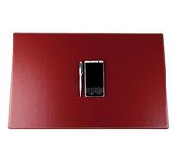 DELMON VARONE - Sous-main 60 x 40 cm XL personnalisable en cuir rouge - Tapis de bureau anti-dérapant et lavable, idéal comme tapis de souris et protection pour votre bureau (personnalisé)