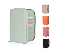 DELOA ® Carnet de santé, documents de voyage et organiseur familial - Porte-documents 3 en 1 avec compartiment pour passeport de vaccination et passeport en cuir synthétique Saffiano, menthe, 24 cm,