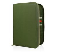 DELOA ® Carnet de santé, documents de voyage et organiseur familial - Porte-documents 3 en 1 avec compartiment pour passeport de vaccination et passeport en cuir synthétique Saffiano, vert olive, 24