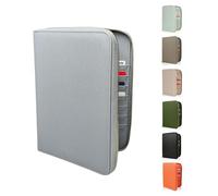 DELOA ® Carnet de santé, documents de voyage et organiseur familial - Porte-documents 3 en 1 avec compartiment pour passeport de vaccination et passeport en cuir synthétique Saffiano, gris, Saffiano