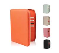 DELOA ® Carnet de santé, documents de voyage et organiseur familial - Porte-documents 3 en 1 avec compartiment pour passeport de vaccination et passeport en cuir synthétique Saffiano, Orange