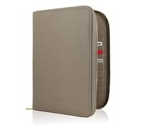 DELOA ® Carnet de santé, documents de voyage et organiseur familial - Porte-documents 3 en 1 avec compartiment pour passeport de vaccination et passeport en cuir synthétique Saffiano, gris/marron, 24