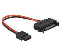 DeLOCK 0.1m, SATA 15p/Slim SATA 6p Interne 0.1m SATA SATA Noir, Rouge câble électrique - Cables électriques (SATA 15p/Slim SATA 6p, Mâle/Mâle, Noir, Rouge, 0,1 m, SATA 15-pin, SATA 15-pin, Droit)