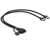 - Câble USB - USB type A (F) pour tête 19 broches USB 3.0, tête 9 broches USB 2.0 (F) - USB 3.0 - 45 cm - noir