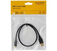 DeLock Câble USB-A mâle vers USB-C mâle 0,50 m noir 83869