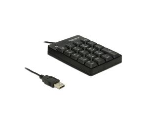 DeLOCK 12481 Pavé Numérique USB 2.0 Noir - 19 Touches, Câble 1.5m, 124 x 81 x 21 mm, Alimentation USB, Compatible Windows / macOS / Linux