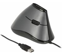 Delock 12527 Souris ergonomique USB optique noir,argent 4 Boutons 800 dpi