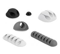 DeLOCK 18300 range-câbles Sur bureau/mural Support de câbles Noir, Gris, Blanc 6 pièce(s)