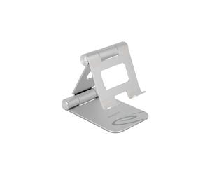 DeLOCK 18433 Support Tablette Aluminium Argenté, Réglable, 105x110x18mm, Pliable 10.5x16x2.8cm, pour Bureau/Appels Visio