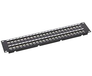 Delock 19″ Keystone Panneau de Brassage 48 Ports avec Rails de décharge 2U Noir