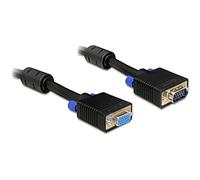 DeLOCK Câble VGA 82563 - 1m, Connecteur VGA (D-Sub) Mâle vers VGA (D-Sub) Femelle, Noir, Liaison Vidéo Analogique VGA