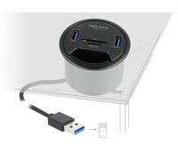 DeLOCK 2 Port Tisch-Hub 2 x SuperSpeed USB Typ-A et Card Reader pour SD