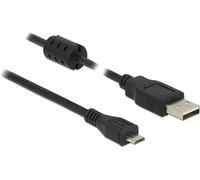 Delock Câble USB USB 2.0 USB-A mâle, USB-Micro-B mâle 2.00 m noir avec noyau en ferrite 84903