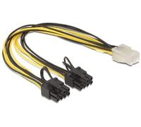 DeLOCK 83433 câble électrique - cables électriques (Mâle/Femelle, PCI-E (6+2 pin), PCI-E (6-pin), Noir, Blanc, Jaune)