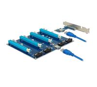 DeLOCK 41427 Interne PCIe, USB 3.0 carte et adaptateur d'interfaces - Cartes et adaptateurs d'interfaces (PCIe, PCIe, USB 3.0, Asmedia ASM1184e, Noir, Bleu, 0,8 Gbit/s, Chine)