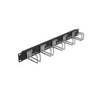 DeLOCK 42628 Panneau de Gestion de Câbles 1U Rack 19" Métal Noir avec Crochets en D 482x82x43.5mm, Kit de Montage Inclus