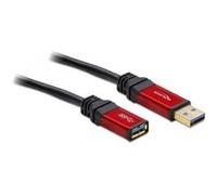 Delock Câble USB USB 3.2 Gen1 USB-A mâle, USB-A femelle 5.00 m rouge, noir contacts dorés, certifié UL 82755