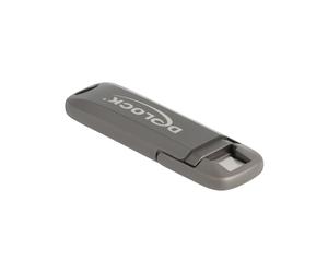 DeLOCK 54013 Clé USB 512 Go Type-C, Lecture 1980 Mo/s, Boîtier Métal Gris, Plug & Play, Bootable, 20x69x9mm, Inclut Étui de Transport