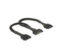 DeLOCK 60135 : Câble d'alimentation interne 0.25m, Connecteur 1 mâle vers 2 connecteurs SATA 15 broches femelles, Noir