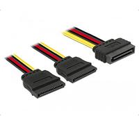 DeLOCK 60174 câble SATA 0,15 m SATA 15 broches Noir - Câbles SATA (0,15 m, SATA 15 broches, Male connector / Female connector, Noir, Droit, Droit)