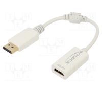 DeLOCK Adaptateur DisplayPort 1.1 Mâle vers HDMI Femelle, 0.15m, Blanc, Résolution max. 1920x1200, 60Hz, Chipset NXP PTN3361, Passif