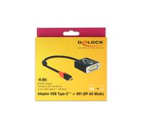 DeLOCK 61213 Adaptateur Vidéo USB-C vers DVI, 0.2m, Noir, Résolution 4096x2160, Connecteurs Plaqué Or, Compatible Windows/Mac